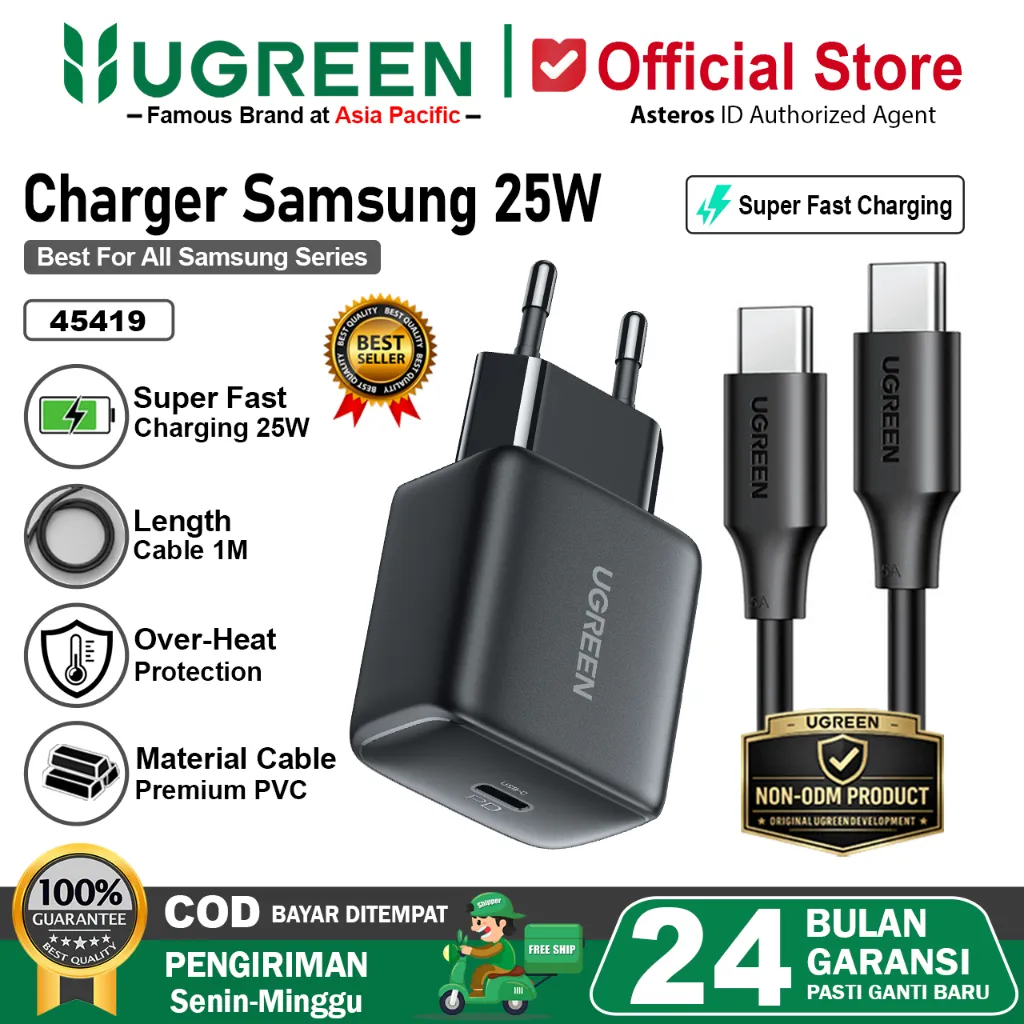 UGREEN Charger Samsung Super Fast Charging 25w 45w 2.0 PD Type C to Type C 45419