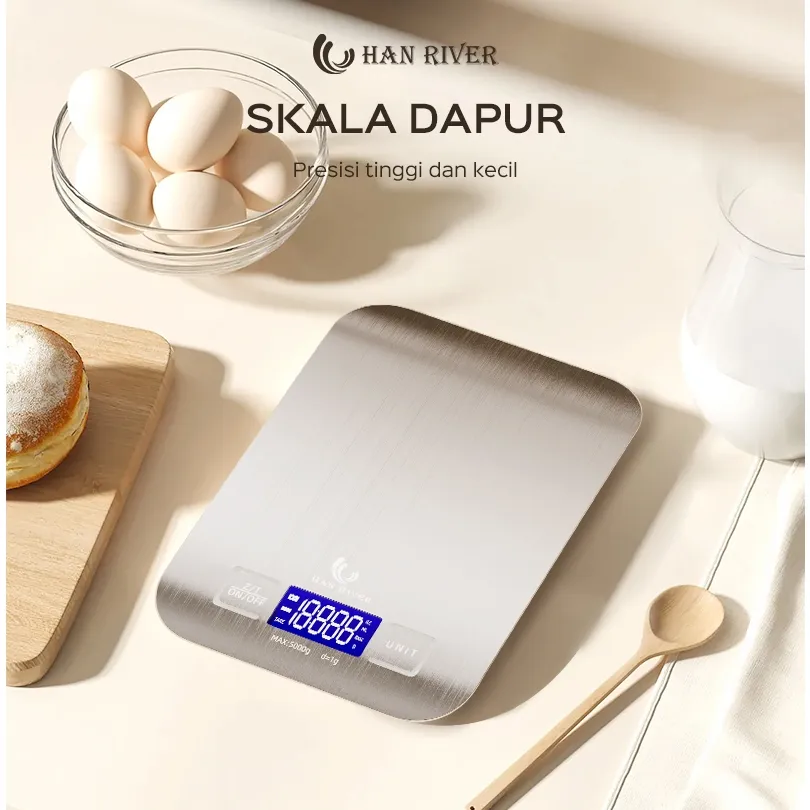 HAN RIVER Timbangan Digital Dapur 5kg/berbahan stainless steel LCD Display
