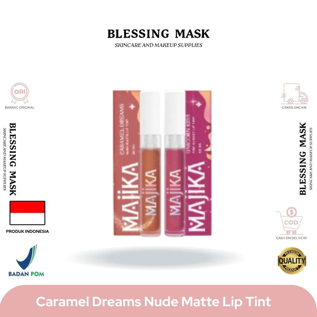 MAJIKA Caramel Dreams Nude Matte Lip Tint | 3 ML | Tahan Lama | Transferproof | erawatan & Kecantikan / Kosmetik / Kosmetik Bibir / Kosmetik Bibir Lainnya| Blessingmask.official