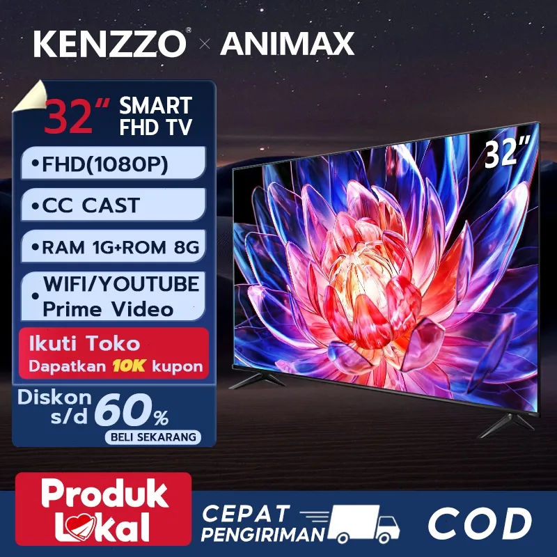 Animax Smart TV LED 32 inch Digital TV 32 Inch 43 Inch Televisi LED FHD Youtube-Web Browser-WIFI
