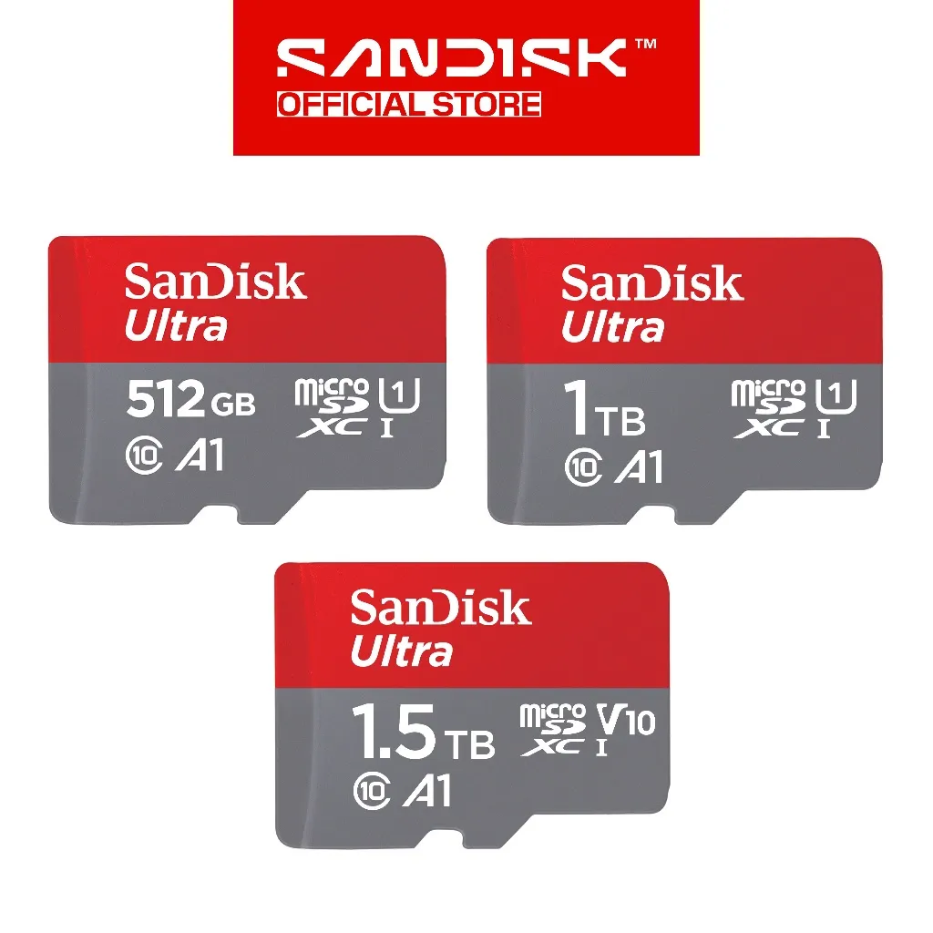 SANDISK microSDXC Ultra A1 512GB / 1TB / 1.5TB Class 10 UHS-I (Up to 150MB/s) - QUAC