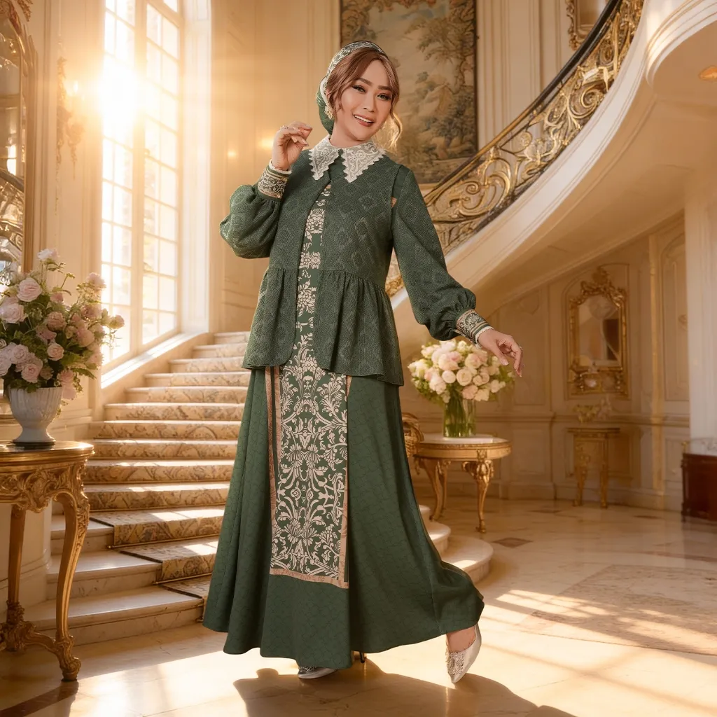 MANDJHA Valora Dress with Outer Raya By IVAN GUNAWAN - Busana Muslim Modest ORIGINAL