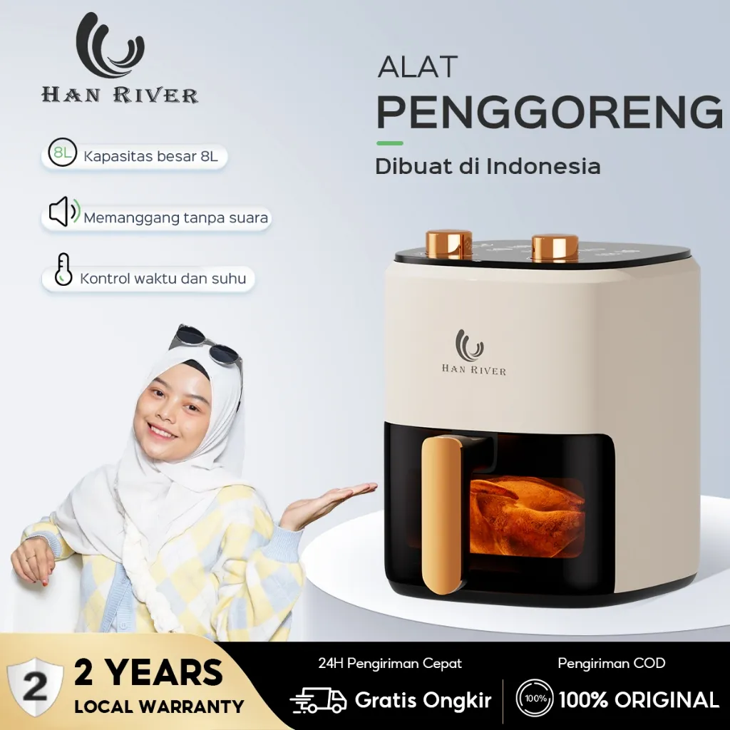 HAN RIVER Air Fryer 8L air fryer multifungsi 650W Penggorengan udara visual