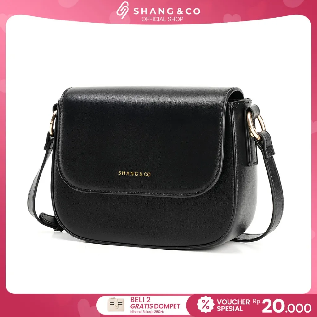 SHANGNCO Tas Wanita Andara Sling Bag Tali Panjang Kulit Sintetis Dengan Penutup Magnet Kekinian