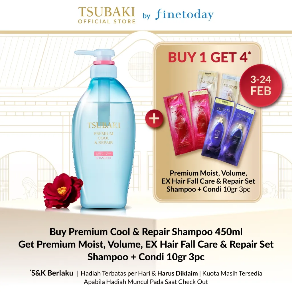 TSUBAKI Premium Cool & Repair Shampoo 450ml [BUY 1 GET 4 Hadiah Terbatas/Hari]