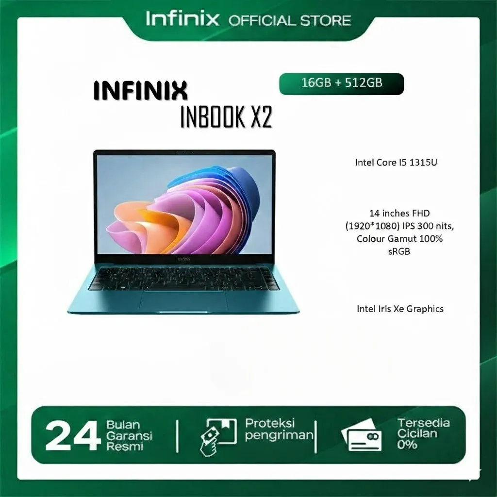INFINIX INBOOK X2 2025 - I5 1334 RAM 16GB 512GB WIN11 14.0FHD 100SRGB