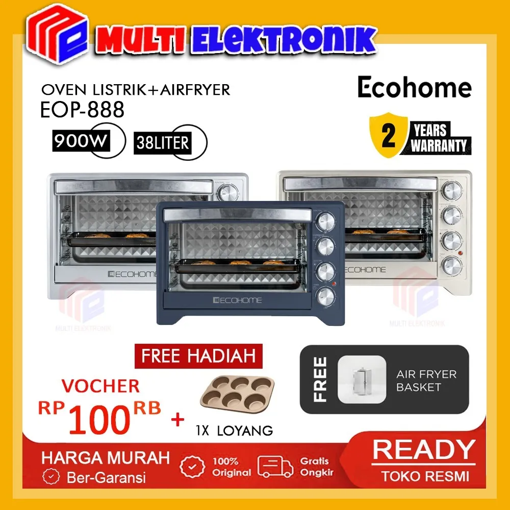 Ecohome Oven Listrik Low Watt Platinum EOP-888 - Garansi Resmi
