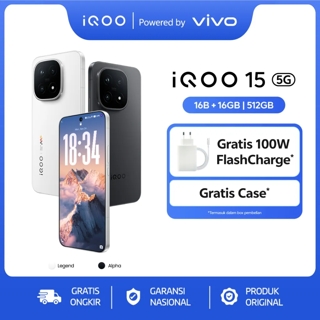 [NEW LAUNCH] vivo iQOO 15  (16+512/16+1TB), 1st Snapdragon 8 Elite Gen 5, 8K VC Cooling System, 144Hz AMOLED Display, 50MP Sony Telephoto Camera, 7000mAh Battery + 100W FlashCharge, 40W Wireless Charging, eSIM, IP68+IP69