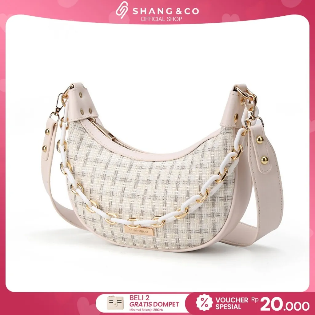 SHANGNCO Tas Wanita Korz Sling Bag 2 Tali Tas Selempang Wanita Shoulder Bag Resleting Kekinian