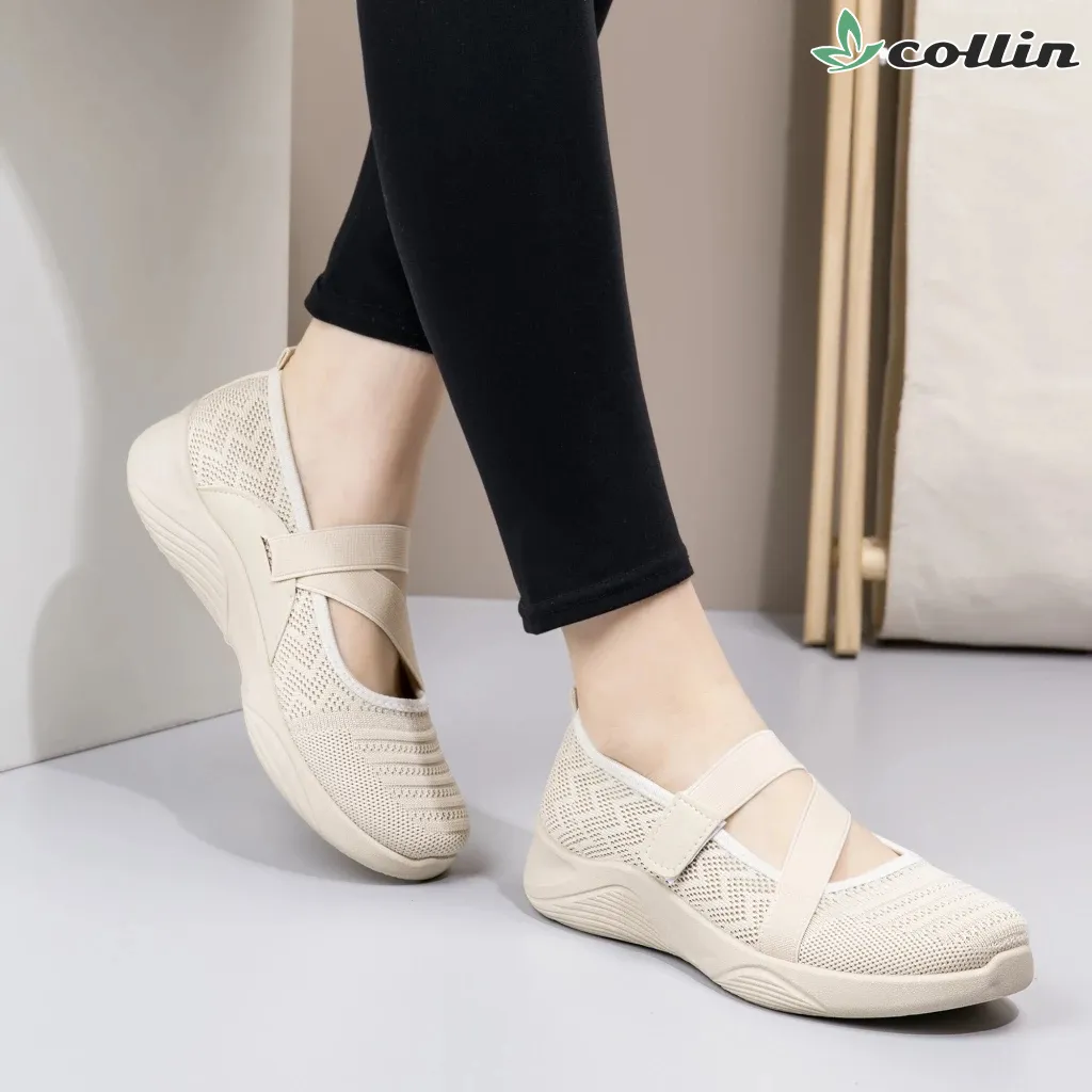 COLLIN Sepatu Slip On Rajut Selop Wanita Dewasa Sporty Comfy Olahraga Running - GA5703-W ALAS WARNA