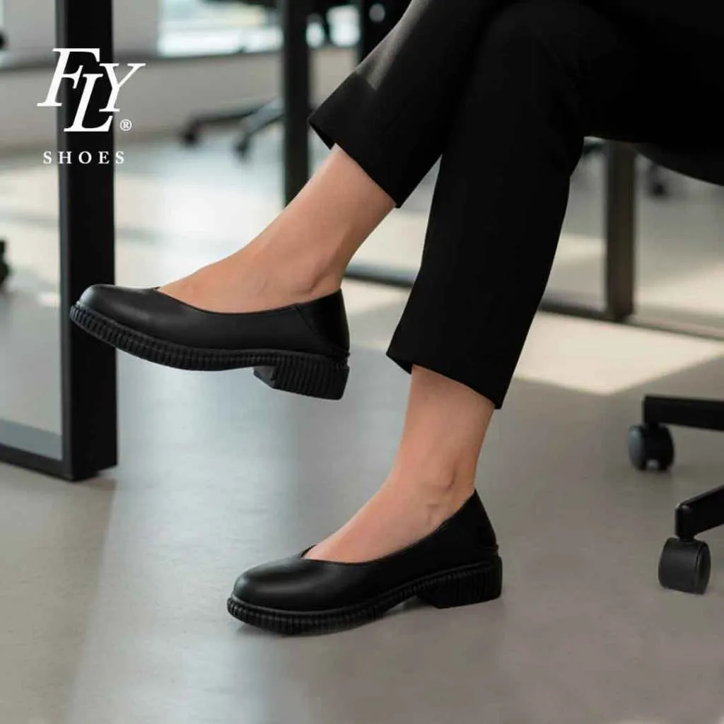 FLY SHOES  Sepatu Wanita Wedges Wanita Cynthia 9336 in Black and Ivory  hak 3 cm