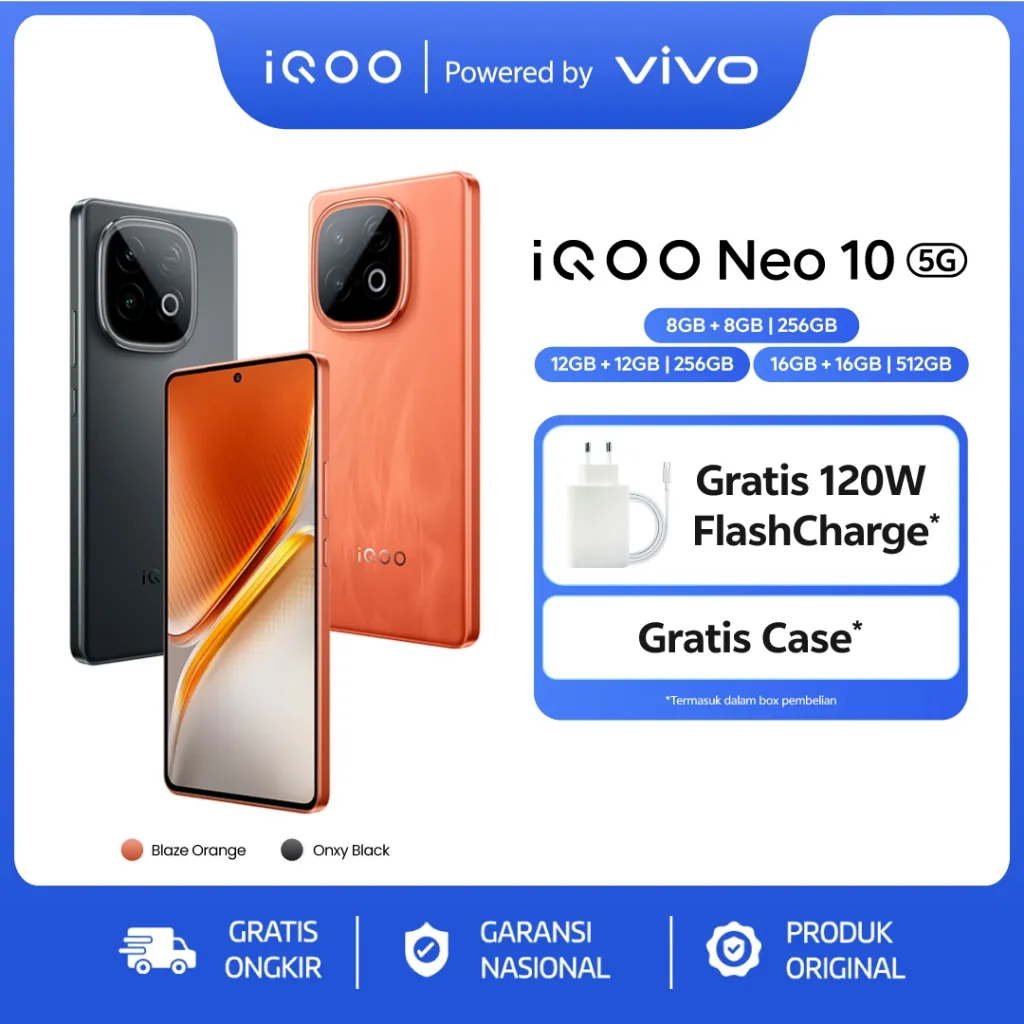 [NEW LAUNCH] vivo iQOO Neo 10, 1st Snapdragon 8s Gen 4 + Q1 (Dual Chipset), 7K VC Cooling System, 7000 mAH + 120 watt, 144Hz AMOLED, 50MP Sony IMX OIS + 8MP wide Angle, NFC