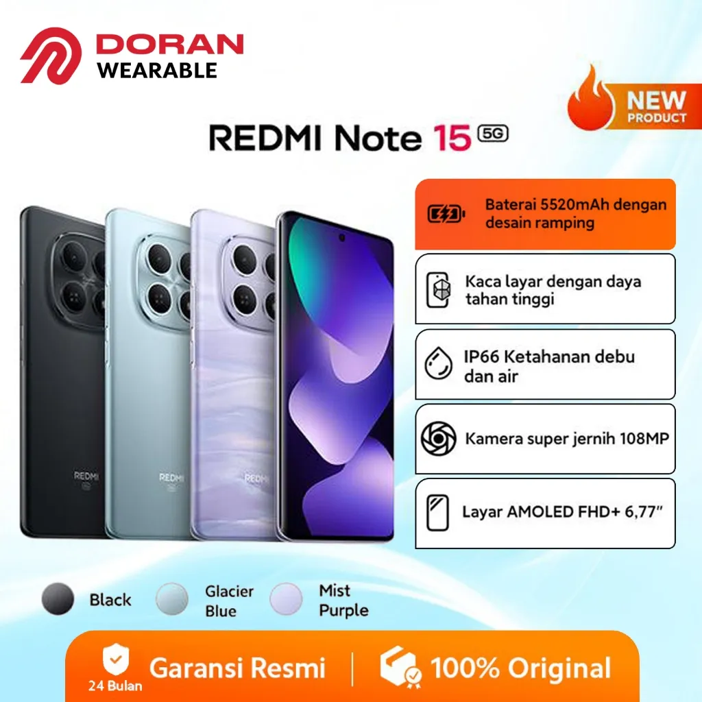 Xiaomi Redmi Note 15 5G (8/256 GB) (12/512 GB) | Baterai 5520mAh