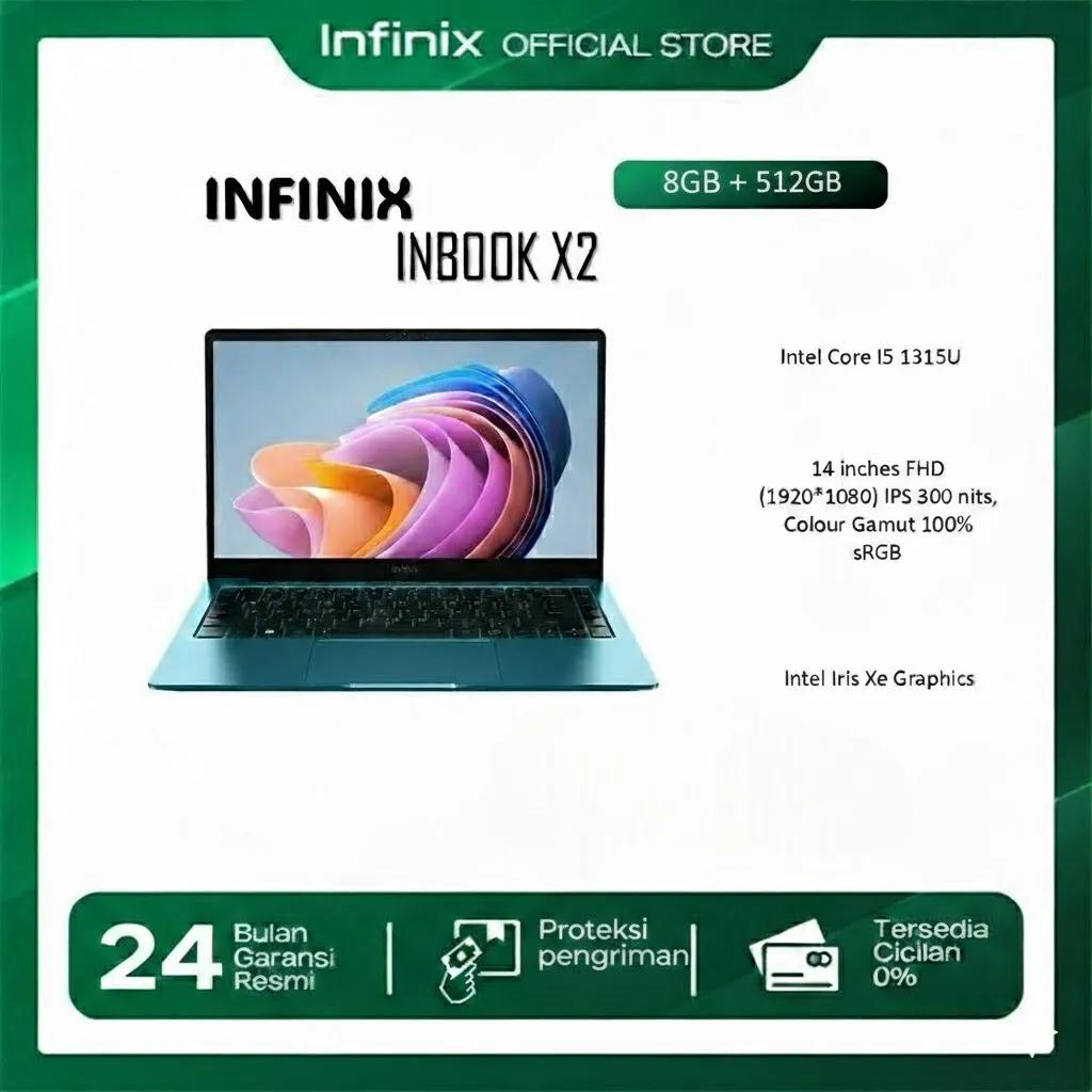 LAPTOP INFINIX INBOOK X2 2025 I5 1334 8GB 512GB WIN11 14.0FHD SRGB100