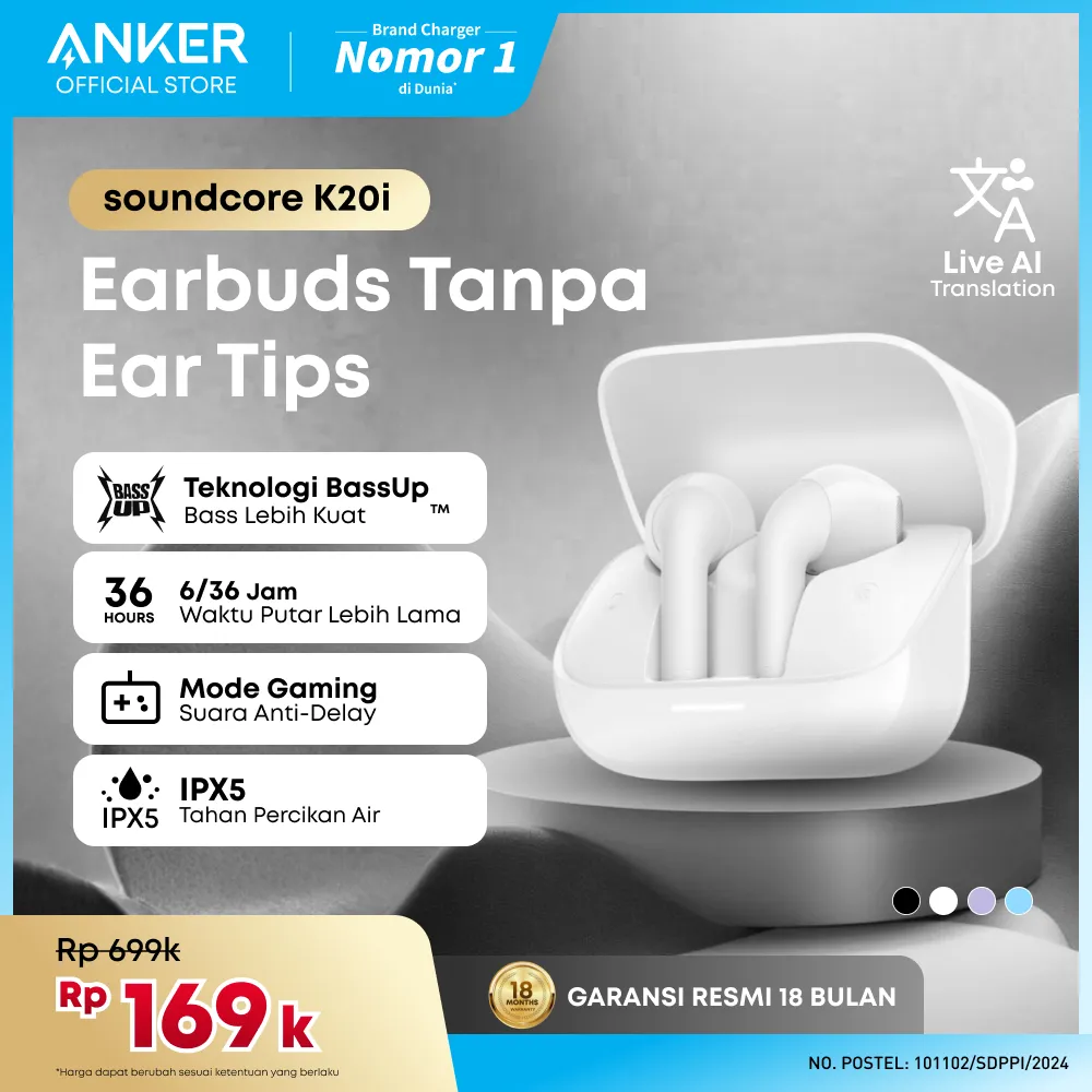 Soundcore K20i Earbuds Bluetooth 5.3 Earphones 36 PlayTime Bluetooth 13mm Drivers Game Mode TWS - A3994