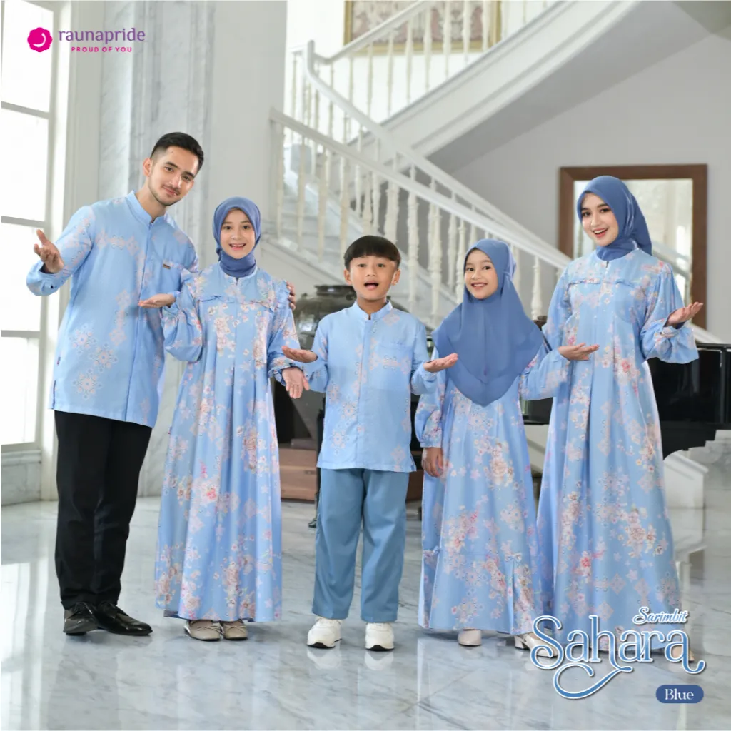 Raunapride Baju keluarga Sarimbit Sahara Blue Couple Family Lebaran