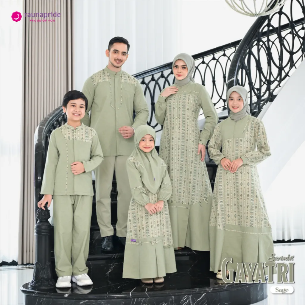 Rauna Pride - Baju Keluarga Muslim - Sarimbit Gayatri Sage