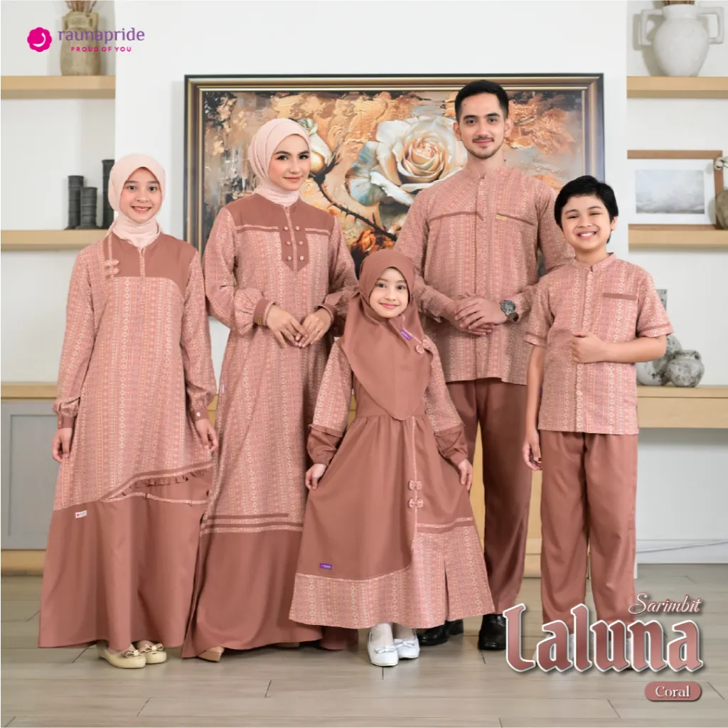 Rauna Pride - Baju Keluarga Muslim - Sarimbit Laluna Coral