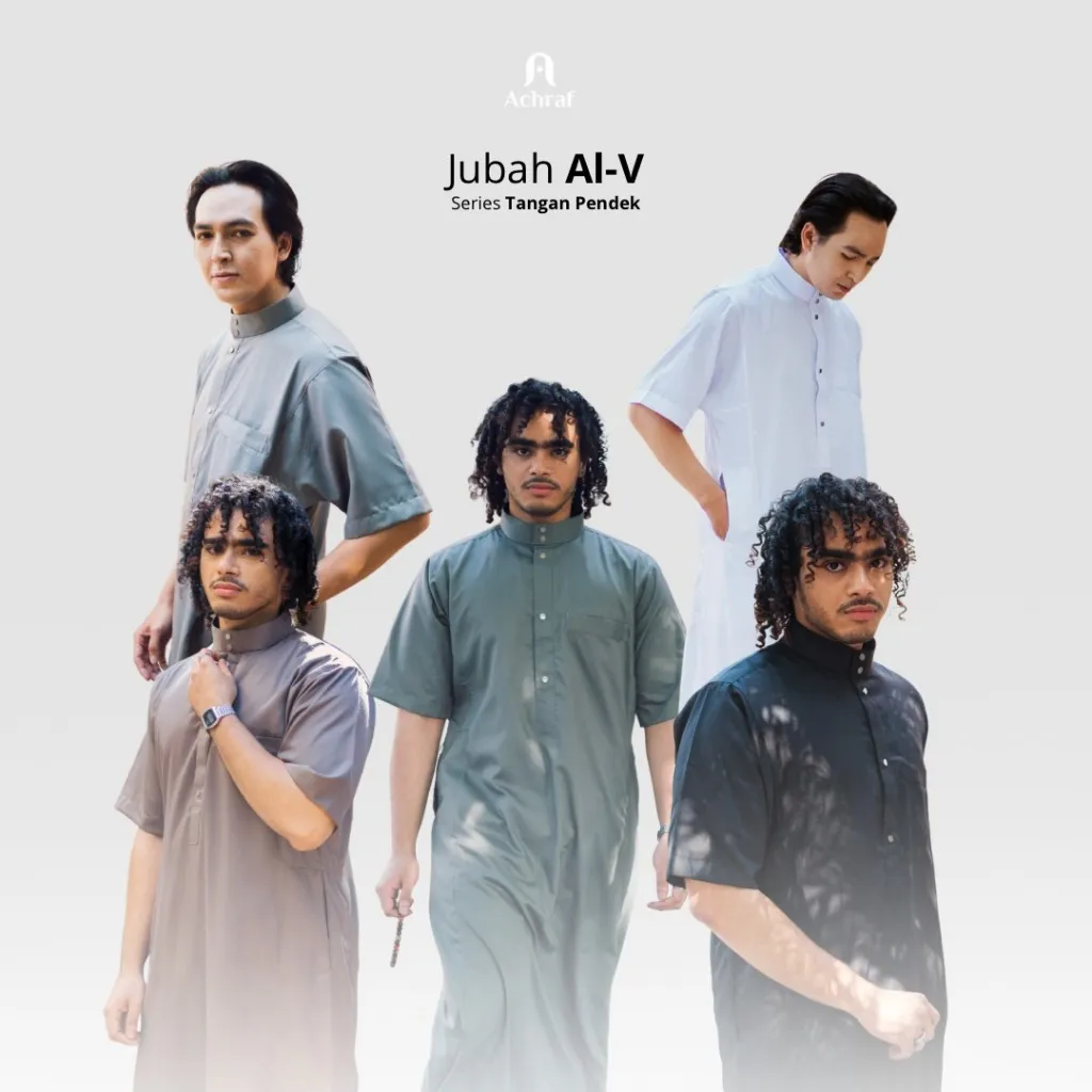 Achraf - AL-V Series Jubah Muslim Pria Lengan Pendek