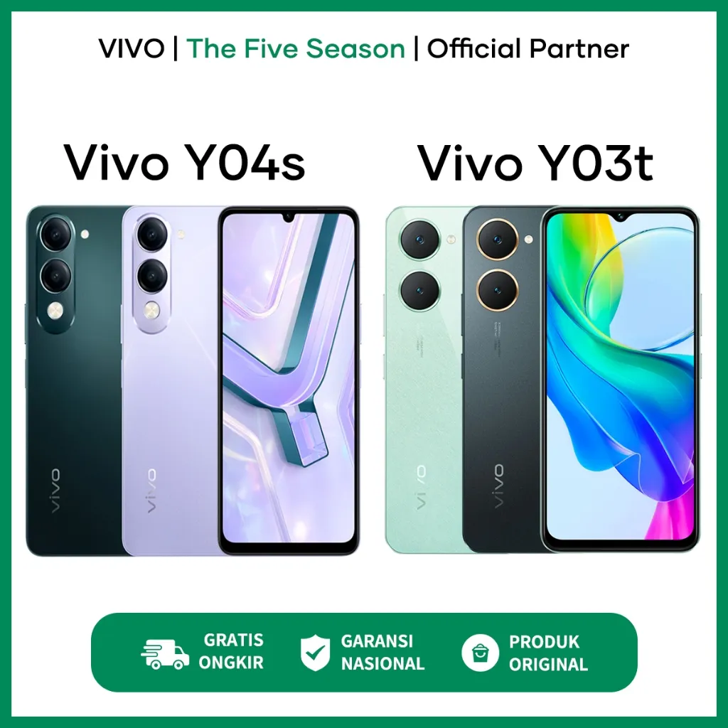 Vivo Y03t I Y04s (4/64GB) (4/128GB) - Garansi Resmi Vivo Indonesia
