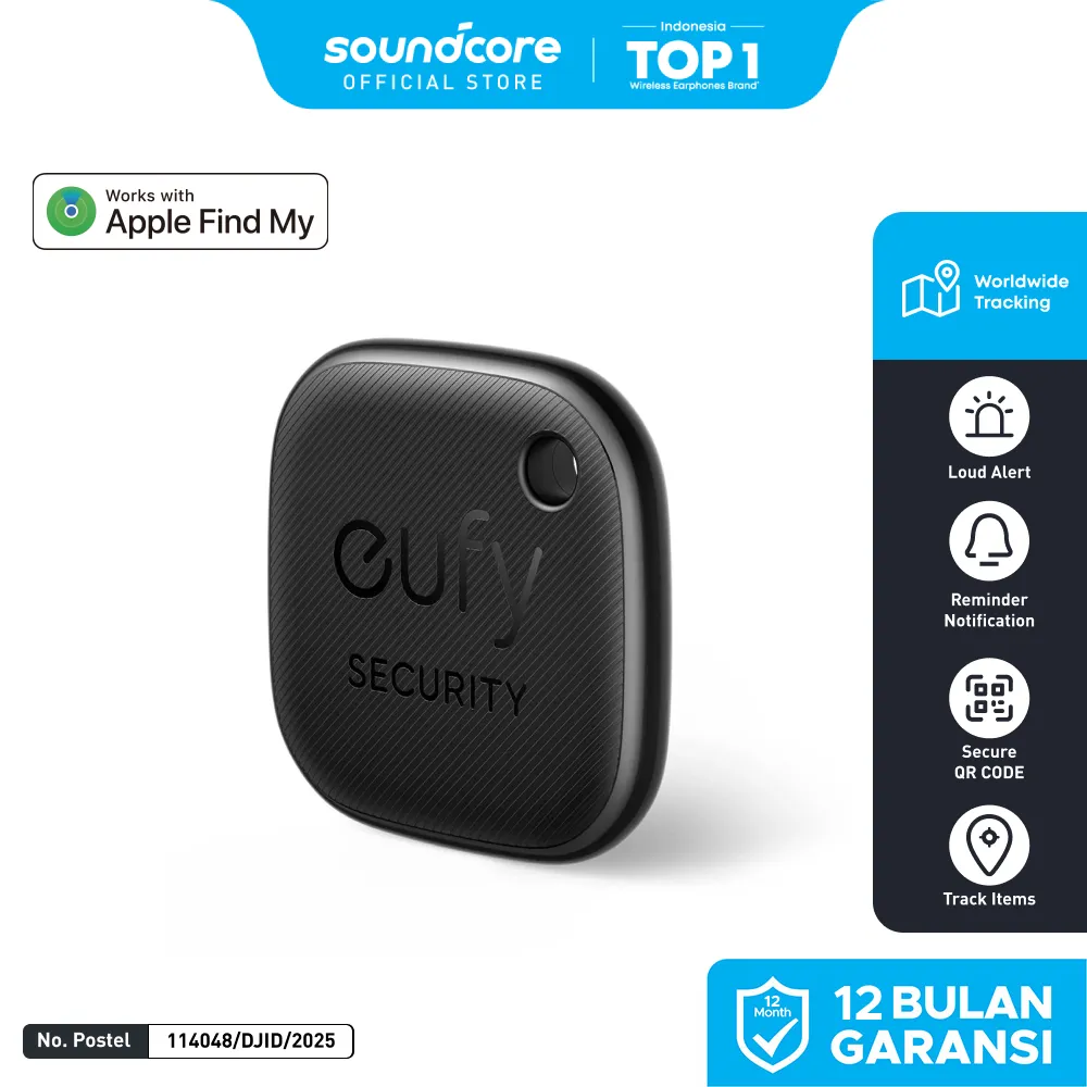 eufy Security by Anker SmartTrack Link (Black, 1-Pack), Android not Supported, Works with Apple Find My (iOS only), Key Finder, Bluetooth Tracker for Earbuds and Luggage, Phone Finder, Water Resistant - T87B0