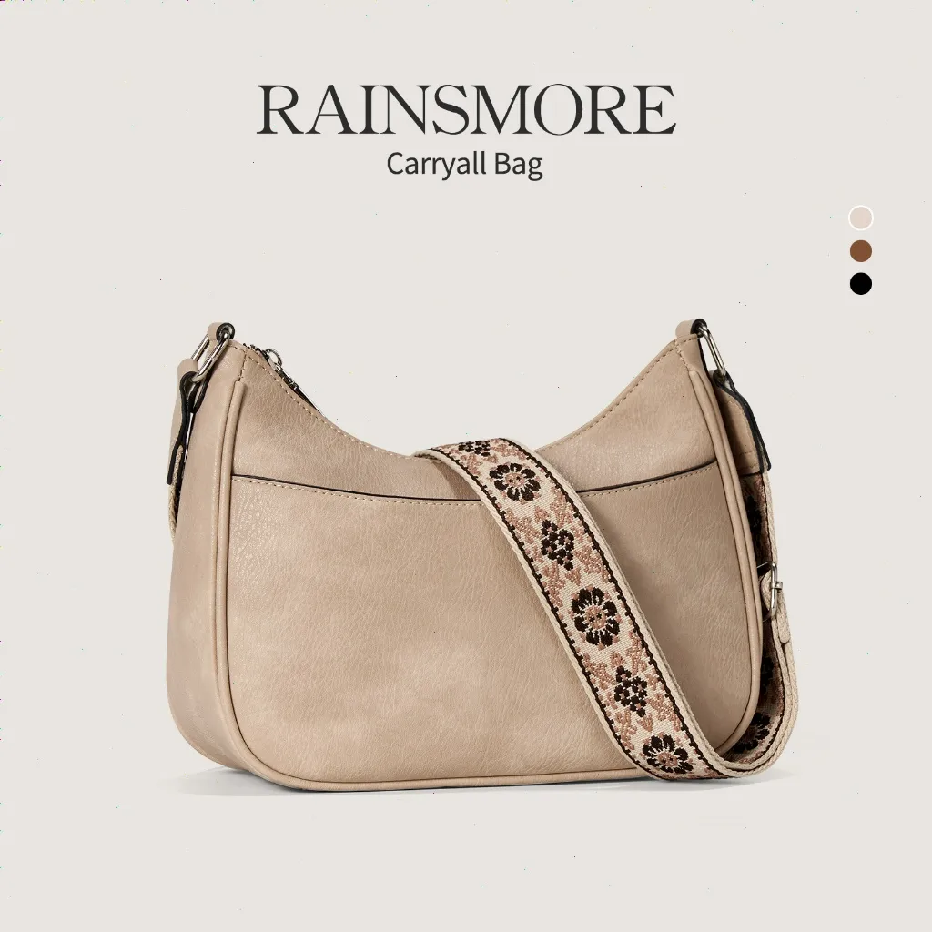 RAINSMORE Tas Carryall - Tas Bahu Fashion PU Wanita, Multifungsi untuk Pelajar, Aktivitas Harian & Tangan/Ketiak
