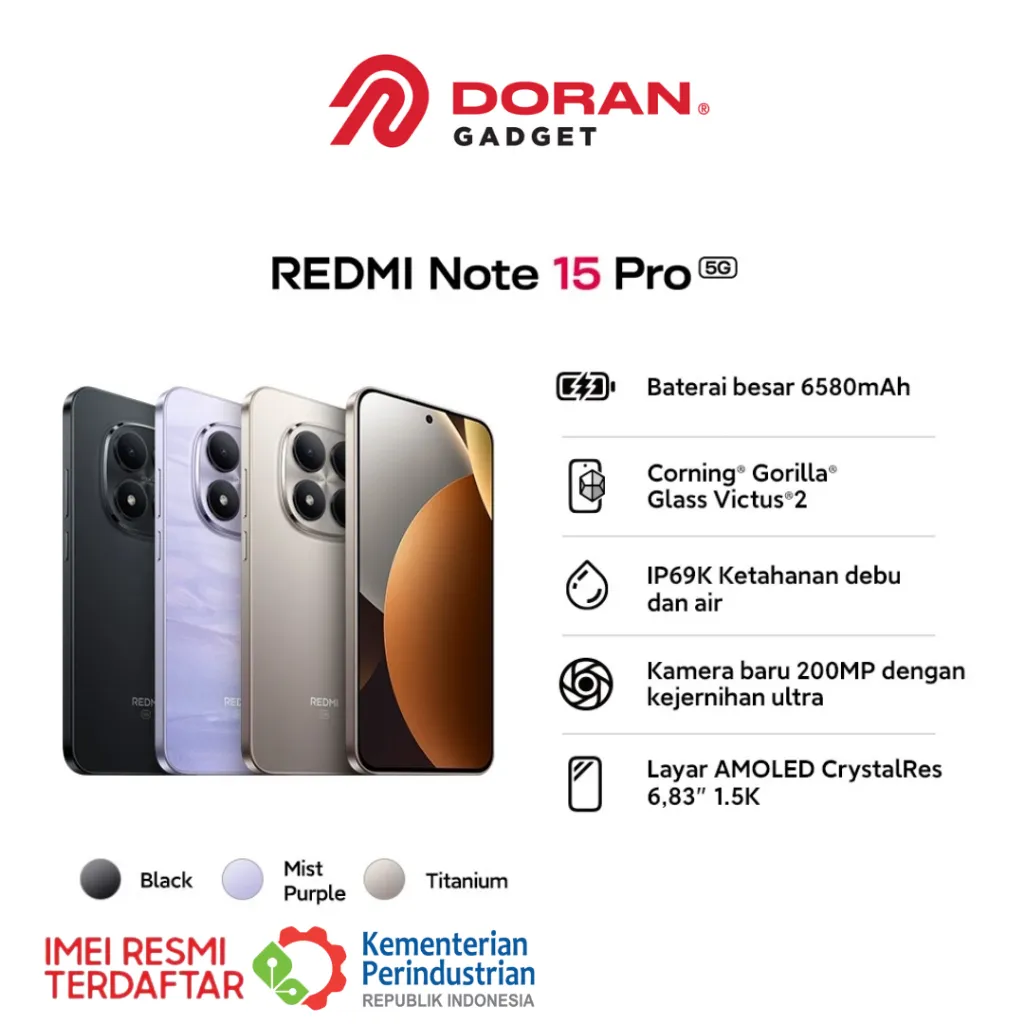 Xiaomi Redmi Note 15 Pro 5G 8/256GB 12/512GB RAM 8GB 12GB ROM 256GB 512GB - Garansi Resmi 1 Tahun