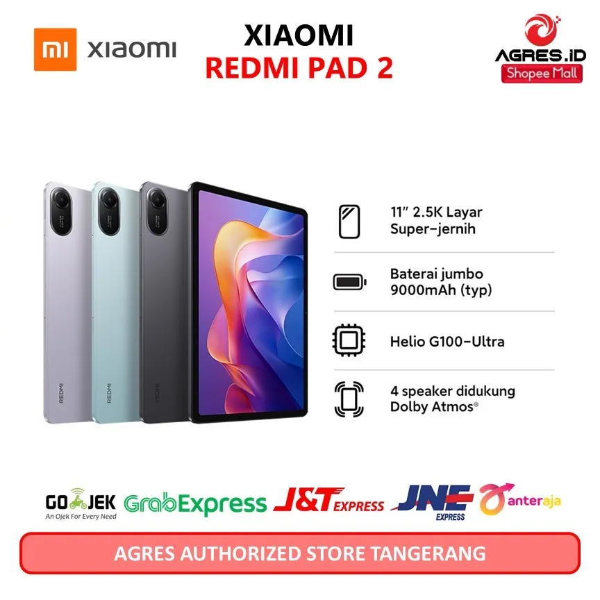 Xiaomi Redmi Pad 2 (4/128G) | 11" 2.5 Layar Super-jernih | Helio G100-Ultra [Official Store] - Mint Green