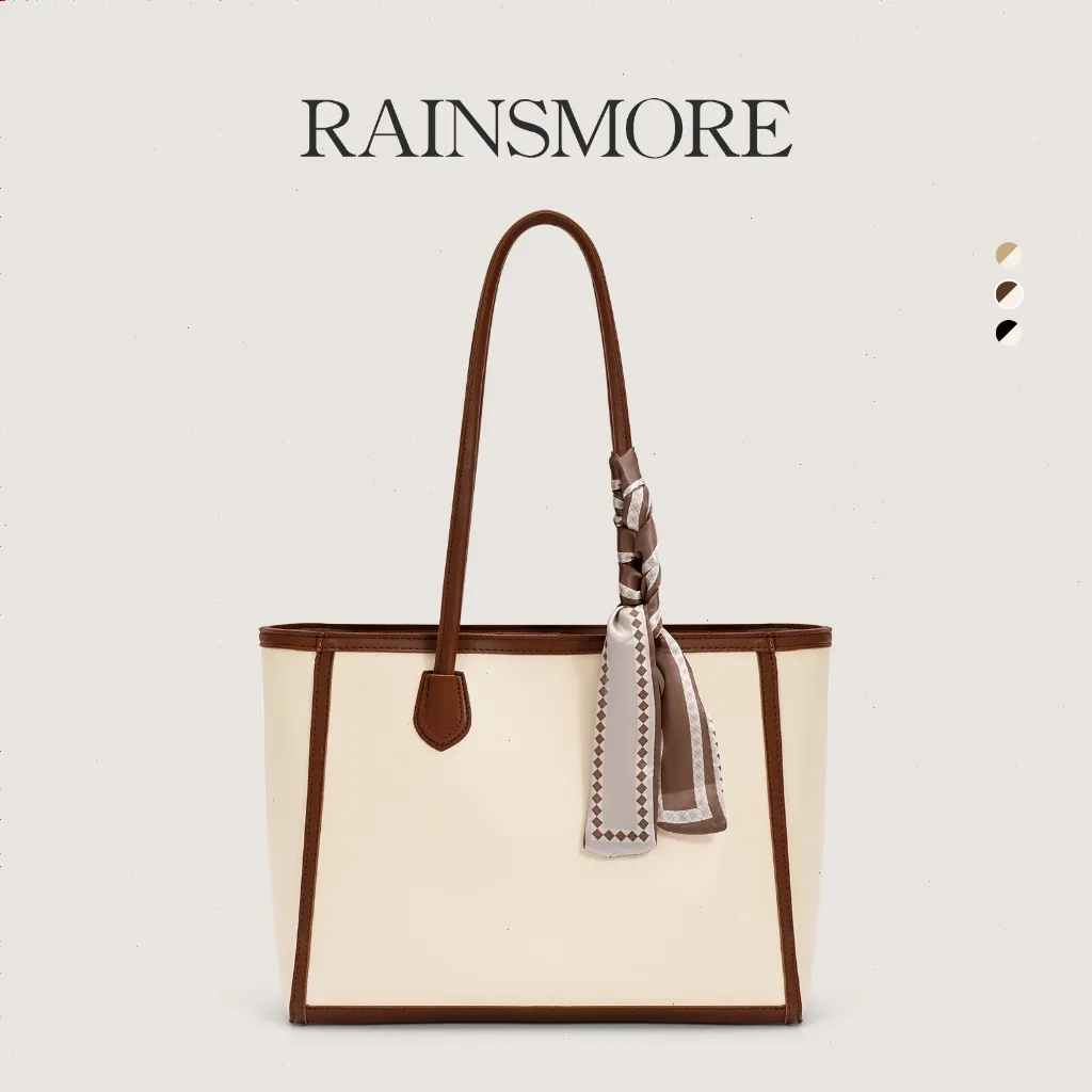 RAINSMORE Tas Tote Wanita Kapasitas Besar – Model Baru dengan Tekstur Mewah, Cocok untuk Kerja & Belanja