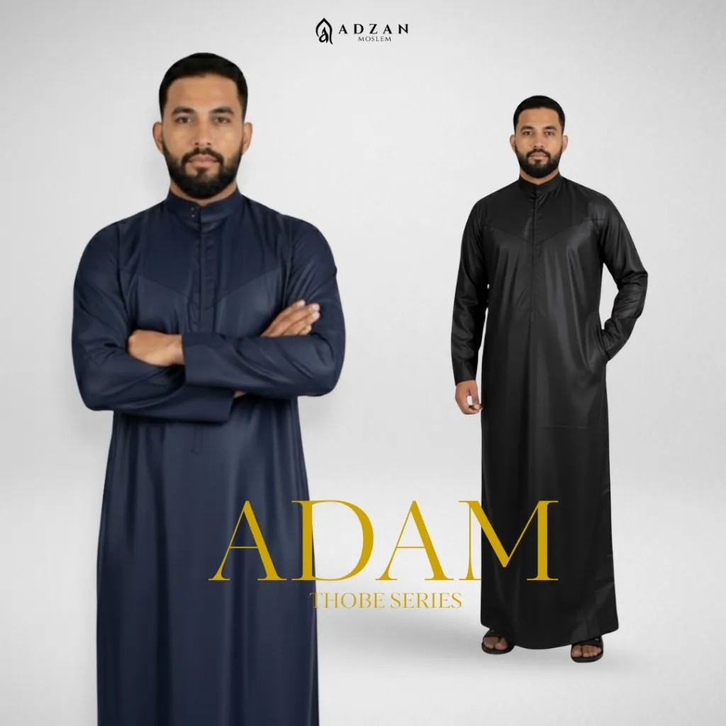 Adzan Moslem - Jubah Gamis Pria Adam Thobe Slimfit Pria Warna Navy