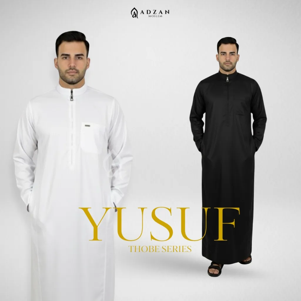 Adzan Moslem - Jubah Pria Exclusive Yusup Gamis Pria Lengan Panjang Putih
