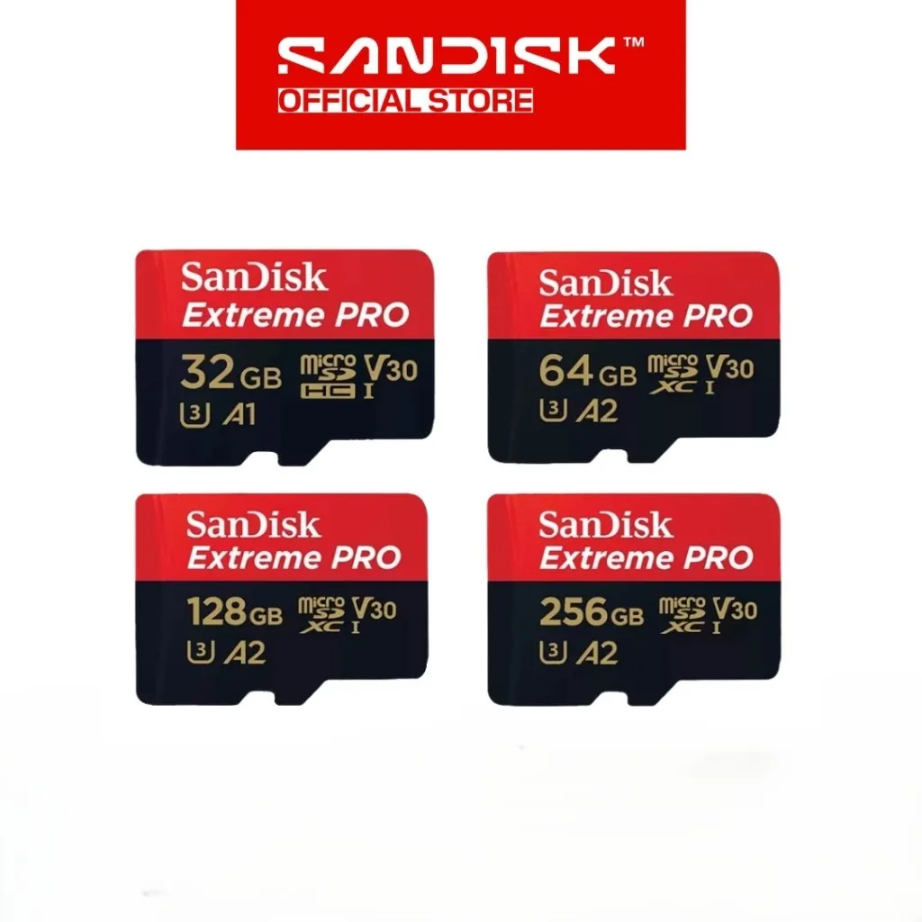 SANDISK microSDHC / microSDXC Extreme Pro 32GB / 64GB / 128GB / 256GB Class 10 UHS-I 4K UHD Action Cam