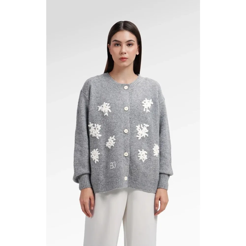 BENANG JARUM - Primrose Cardigan - Grey / Cardigan Wanita Benang Jarum