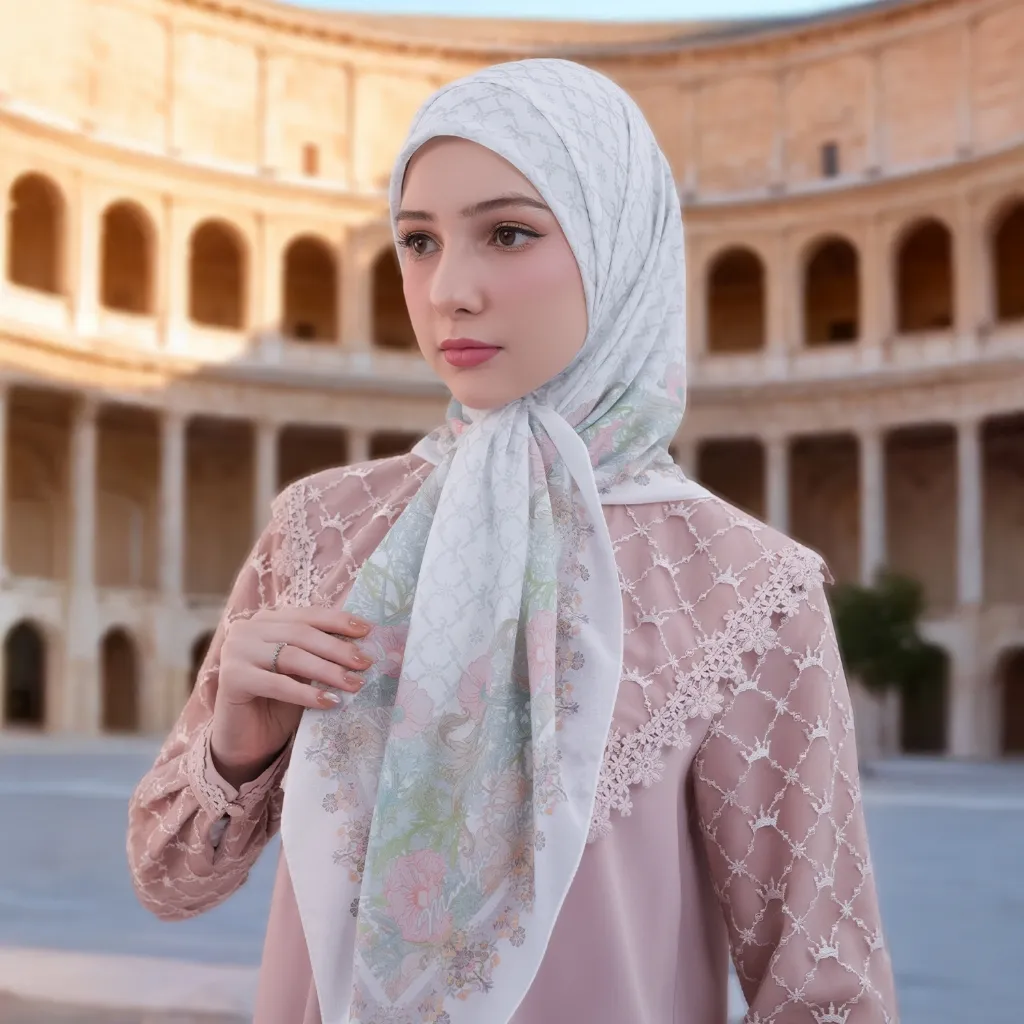 MANDJHA Hijab Raya All Scarf Voal Premium By IVAN GUNAWAN - Jilbab Hijab Segi Empat Motif ORIGINAL MANDJHA