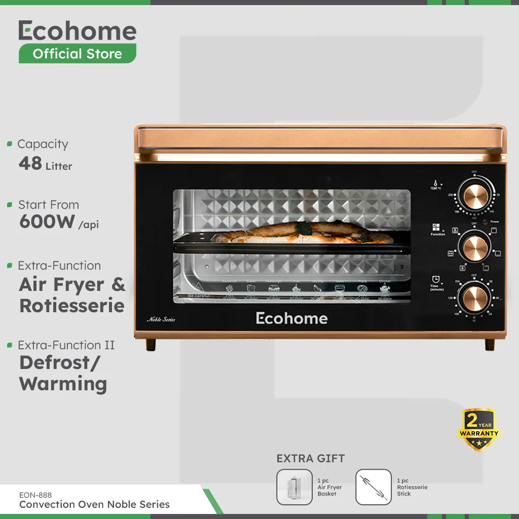ECOHOME Oven Noble Series EON888 Big Capacity 48L with Air Fryer Rotisserie & Defrost Warm Function