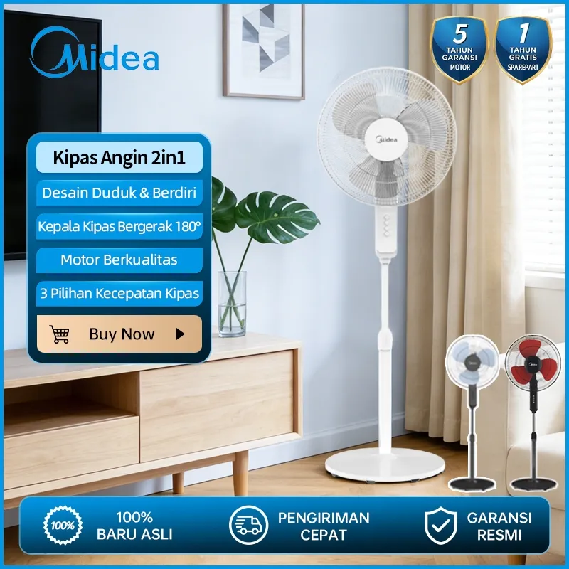 Midea 2in1 Kipas Angin 3Warna berdiri 16 Inch FS40-19