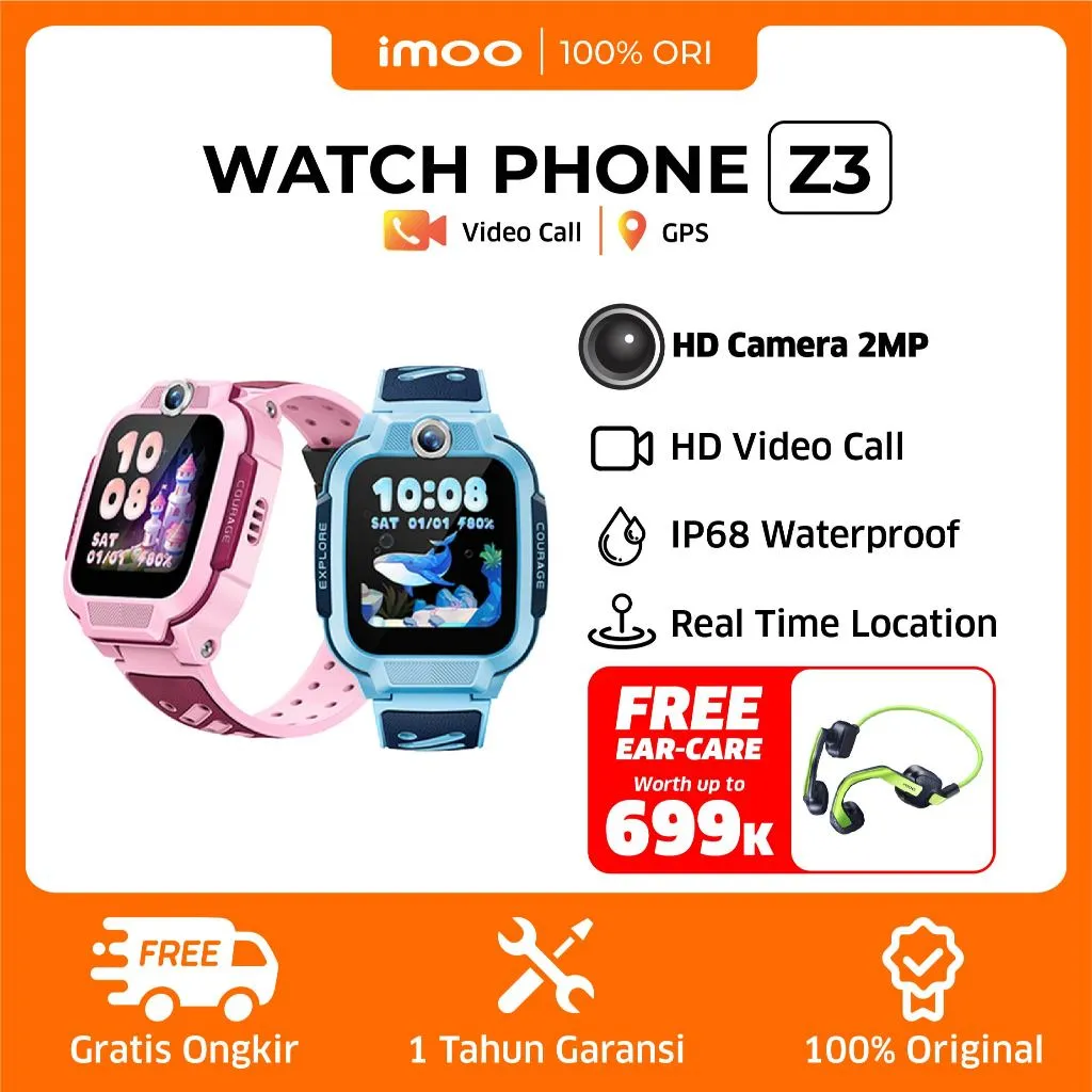 [NEW LAUNCH] imoo Z3 Kids Smartwatch Phone Z1 Updated Anak Kids Smartwatch Tracking Locating Jam HP Tangan Pintar dengan Kamera Panggilan Telepon GPS SIM Card 4G | Swimming-Level Waterproof Long Standby Anti Air
