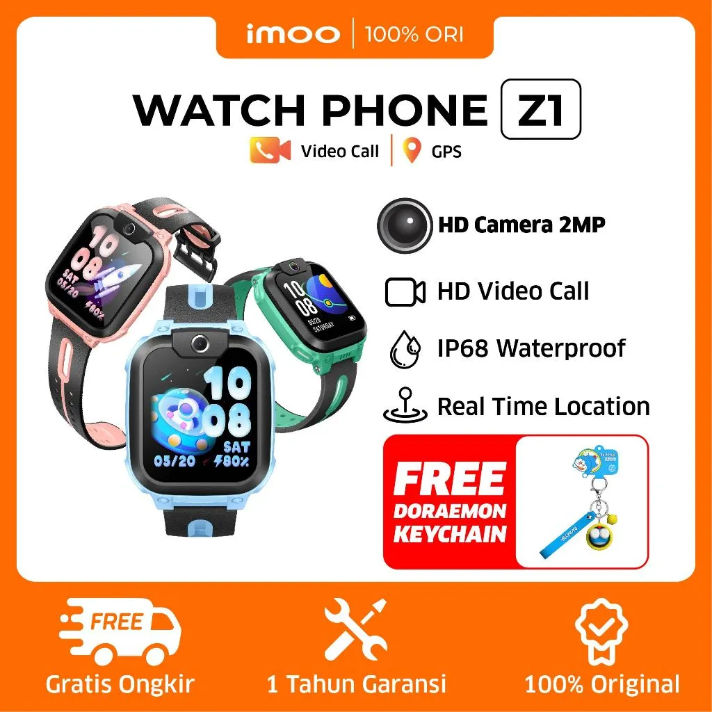 [imoo 100% Original] Imoo Z1 Watchphone Anak Jam Tangan Pintar dengan Kamera Panggilan Telepon Watch Phone Dual GPS Positioning Smartwatch SIM Card 4G | Watch Phone Waterproof IPX8 | Smart Watch Ultra Long Standby