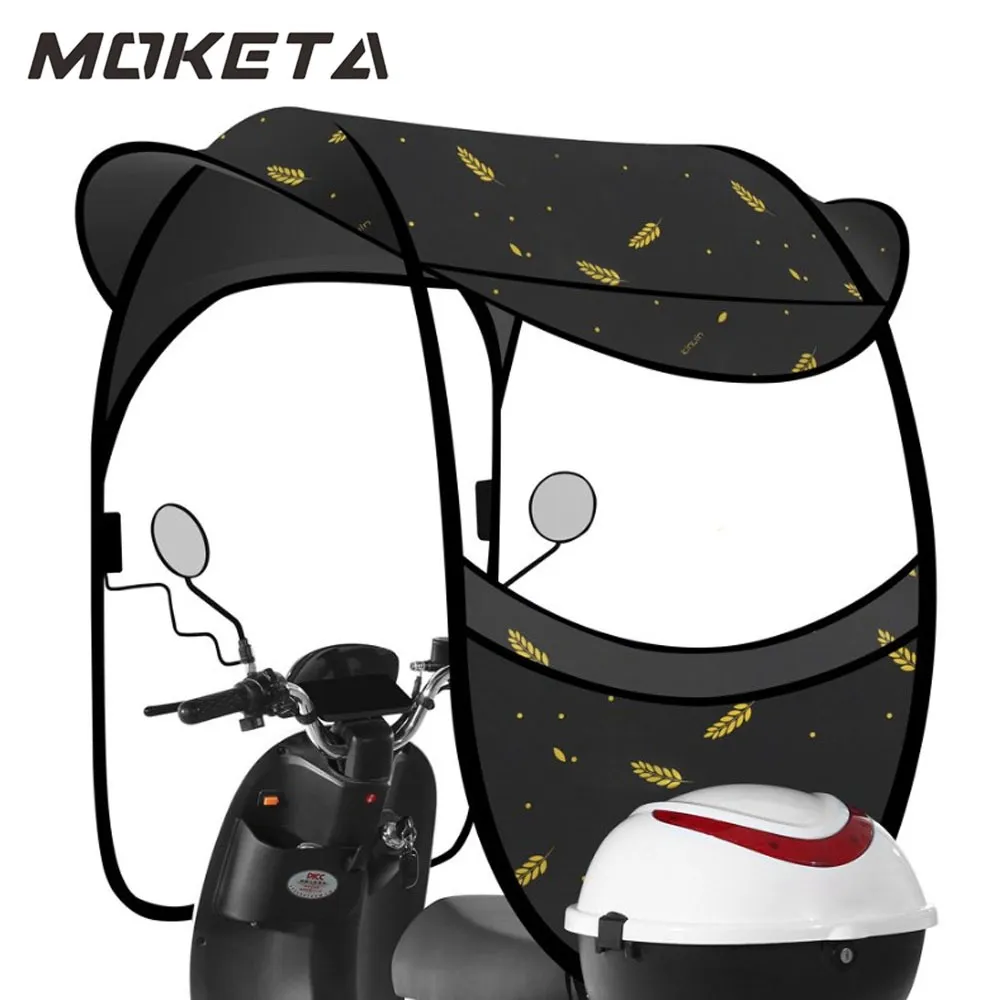 MOKETA Payung Motor Tenda Motor 2 In 1 Kanopi Full Tirai Anti Hujan Dan Terik Matahari dengan Kaca Depan Transparan