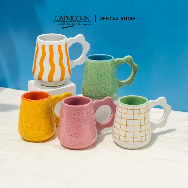 Capricorn Homeliving Lilou Ceramic Mug Gelas Keramik Aesthetic untuk Hadiah & Koleksi Mug Kopi Teh