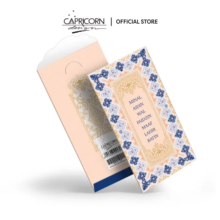 Capricorn Design Amplop Lebaran Classic Ornate Arabesque Isi 5 | Angpau Idul Fitri Eksklusif Butik Royal Blue & Gold- AMPFB 338