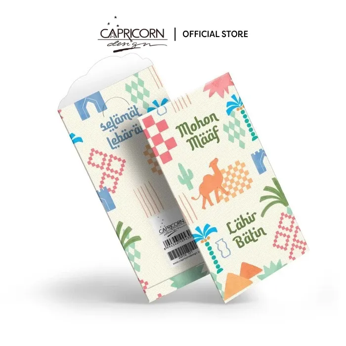 Capricorn Design Amplop Lebaran Minimalis Pastel Isi 5 | Angpau Idul Fitri Modern Islamic Mosaic Premium - AMPFB 321