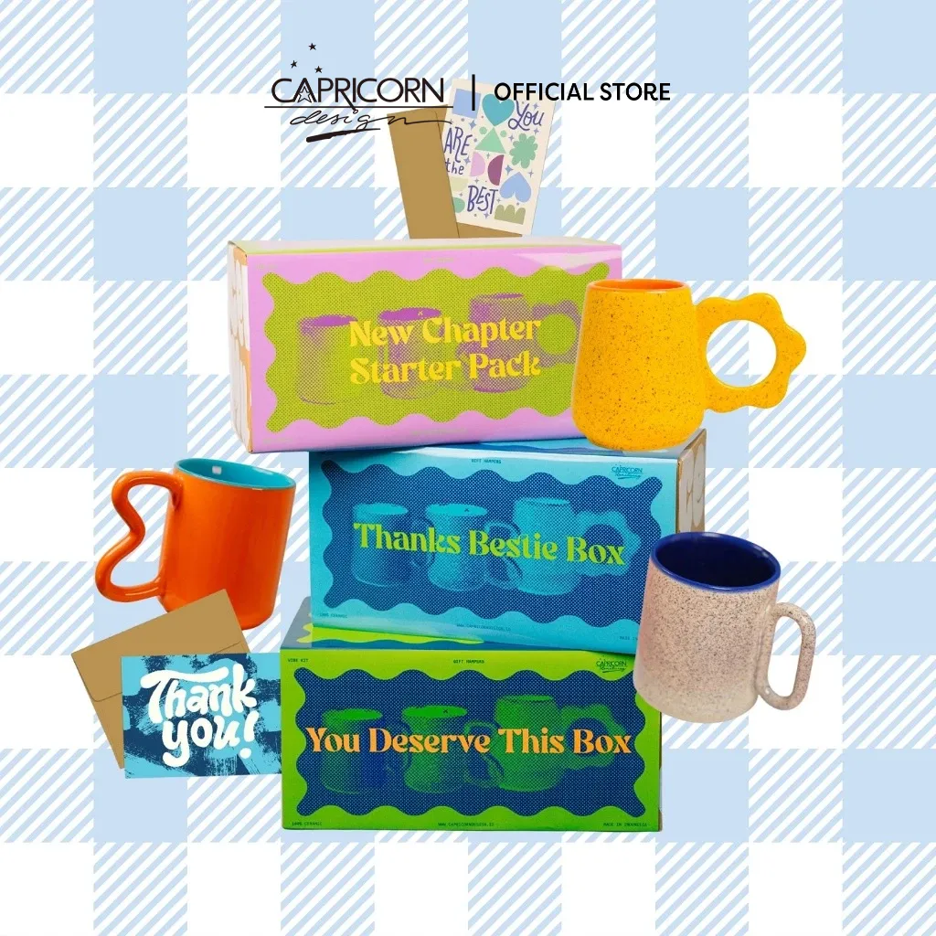 Capricorn Homeliving Vibe Hampers Kit Ceramic Mug Greeting Card Mug Keramik dan Kartu Ucapan