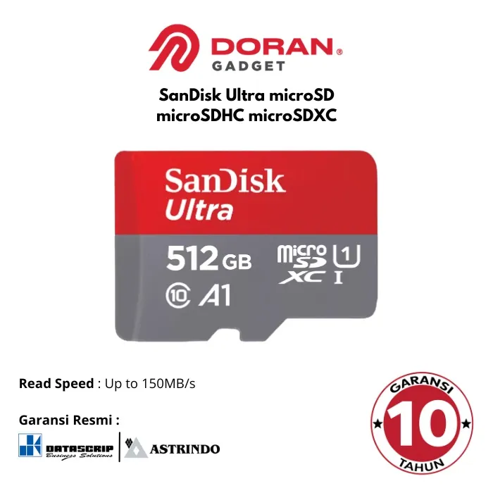 Micro SD 512GB 512 GB Sandisk Ultra CL10 150MBPS A1 - Garansi 10 tahun