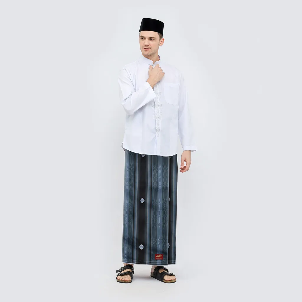 Sarung ATLAS Premium 760 Songket Hitam Abu 01
