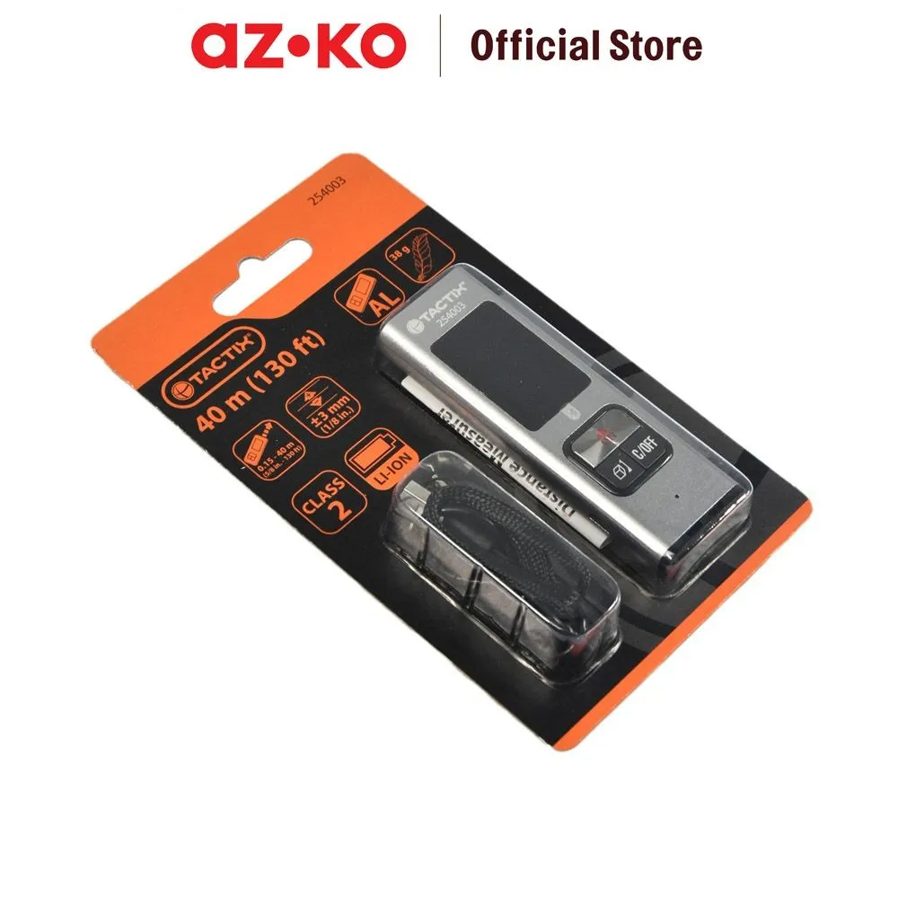 AZKO Tactix 40 mtr Meteran Laser Digital - Hitam Alat Pengukur Barang Alat Ukur Bangunan Measuring Laser Peralatan Tukang Bangunan