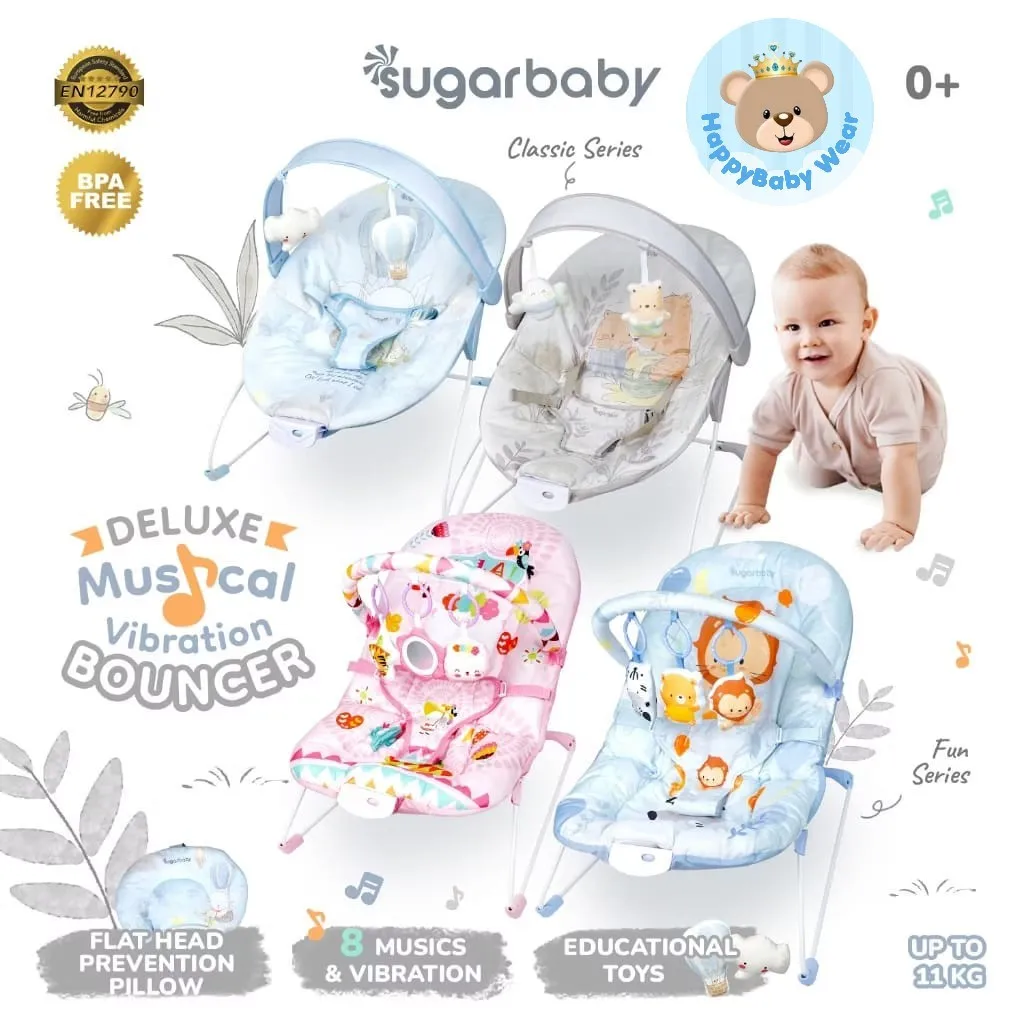 Sugar Baby Bouncer 1 Recline Deluxe Musical Vibration / Kursi Bayi