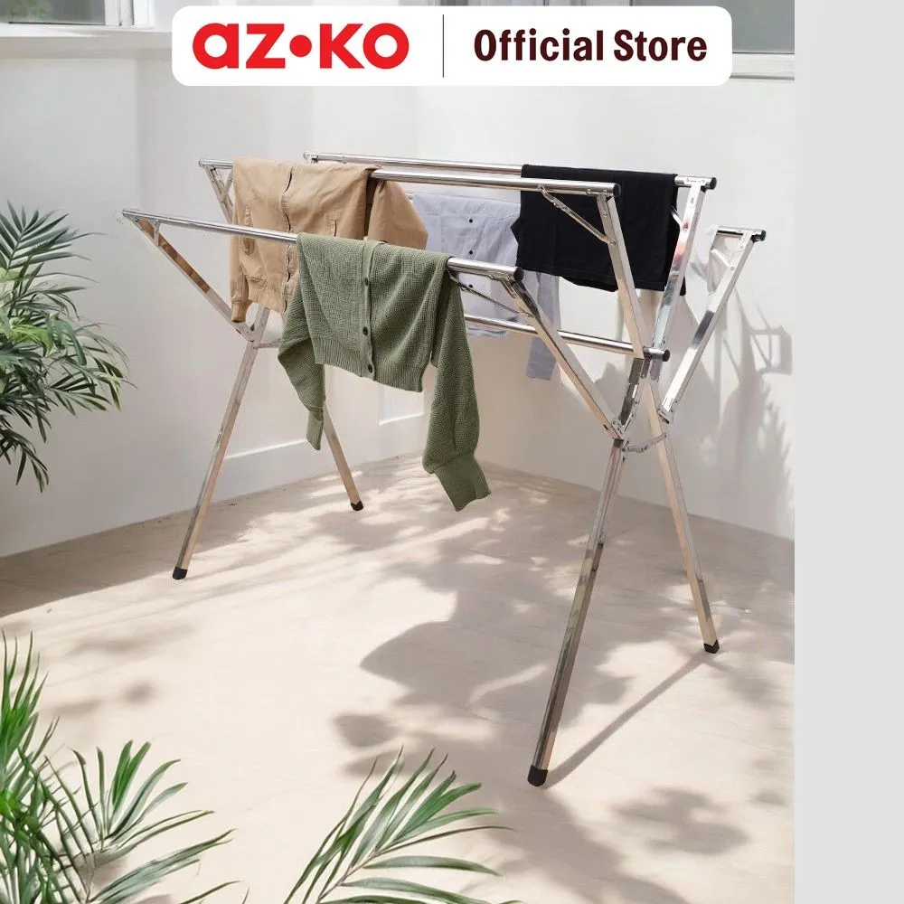 AZKO Stora Jemuran Baju Lipat Expandable 5 Pole Tempat Jemur Baju Drying Rack Gantungan Laundry Perlengkapan Rumah