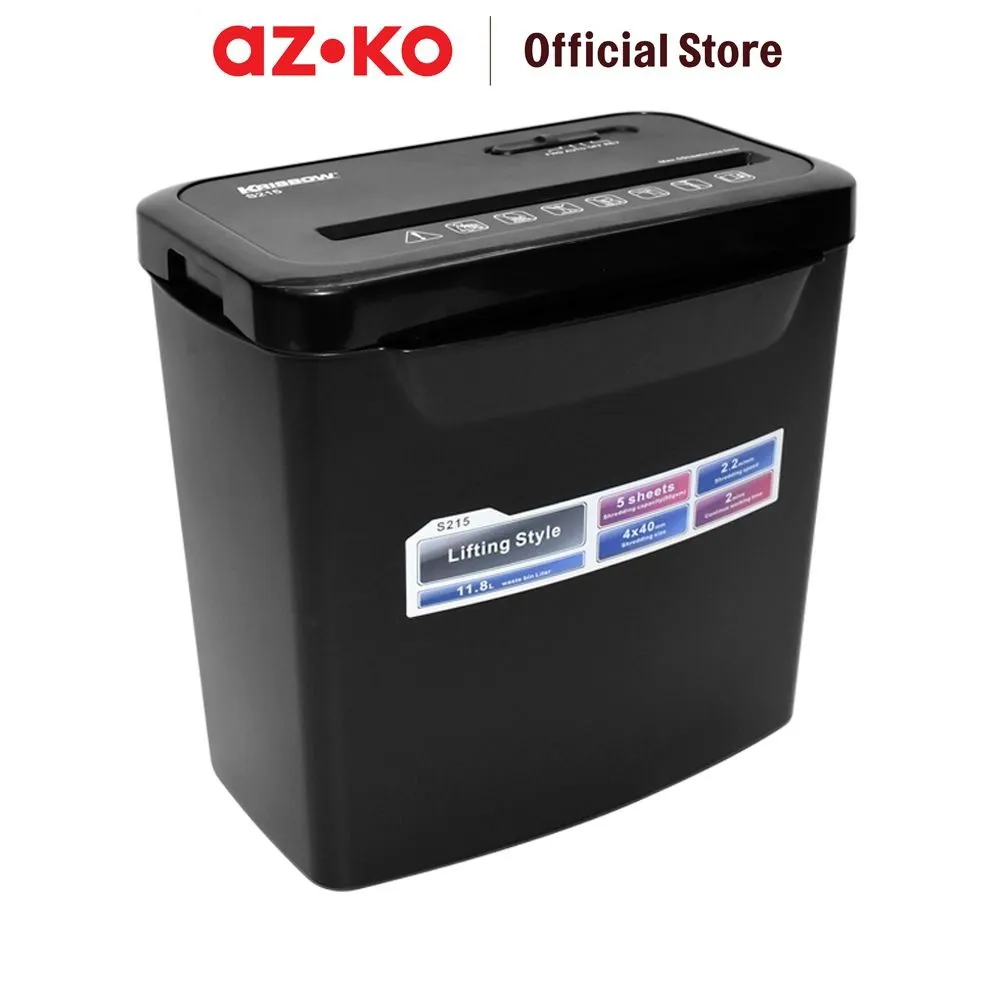 AZKO Krisbow Mesin Penghancur Kertas S215 - Hitam Paper Shredder Penghancur Dokumen Penggiling Kertas