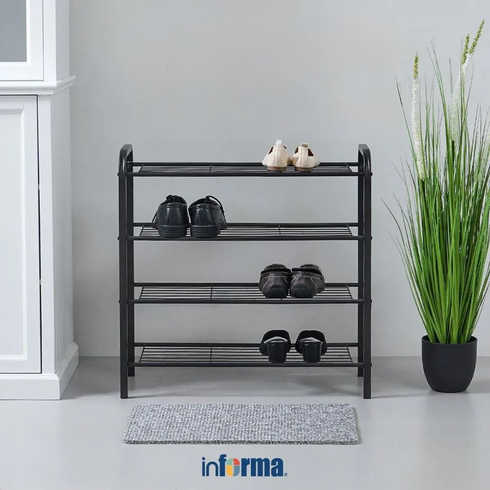 Informa Barton Rak Sepatu 4 Tingkat - Cokelat Tua Shoe Rack Organizer Sandal Sepatu Kabinet Alas Kaki Tempat Penyimpanan Sendal